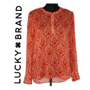Lucky Brand Shear Print Long Sleeve Shirt Size Medium